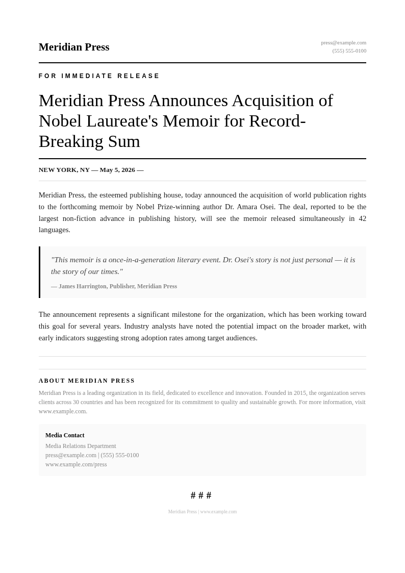 Typographic Only Press Release